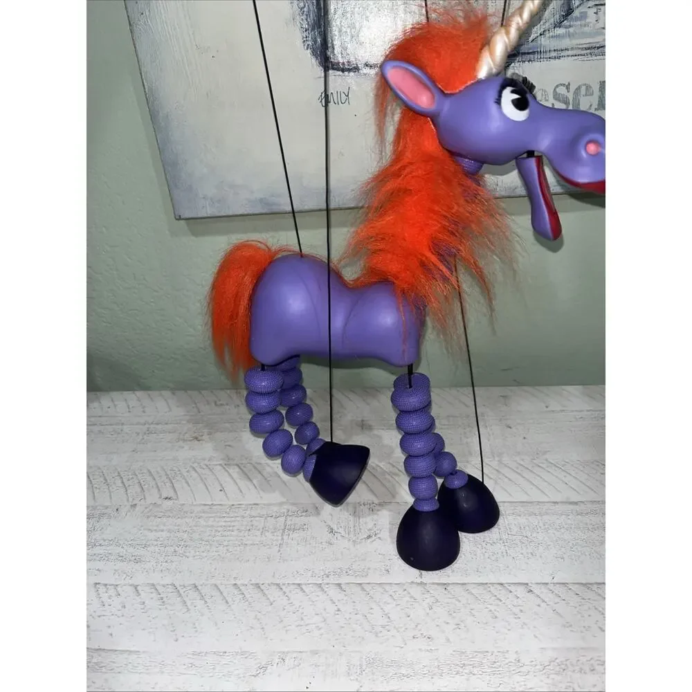 Bozart Delilah the Unicorn Marionette Puppet 1998 Purple Orange Mane